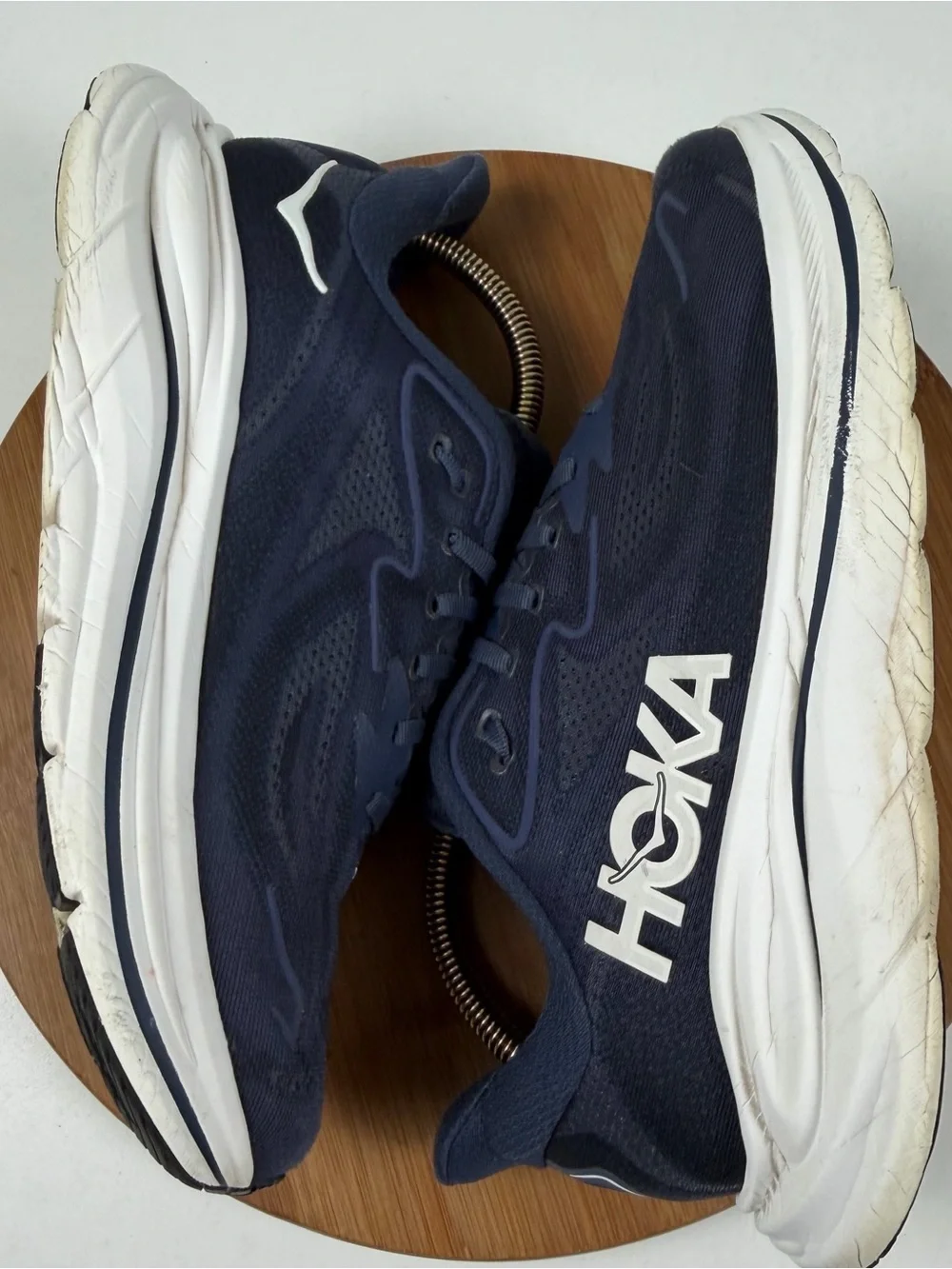 Hoka Clifton 10 Navy and White Cushioned Running Sneakers